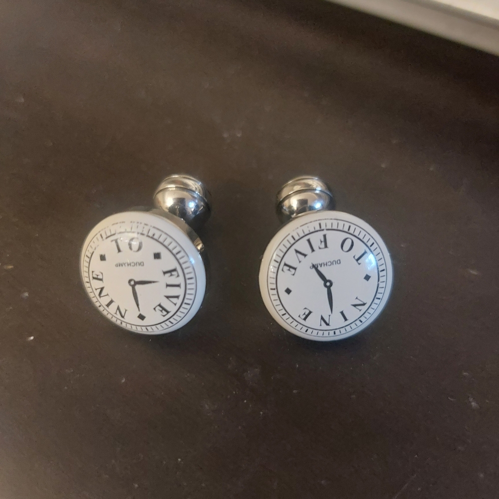 Duchamp Black and White Clock Face Cuff Links